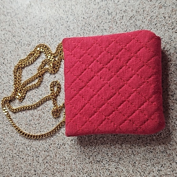 Chanel Red Cloth Front Flap Micro Gold Chain Purse Bag - Picture 3 of 8